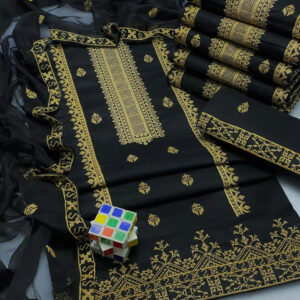 Cross-Stitch Emb Lawn - 3 piece suit with Khussa