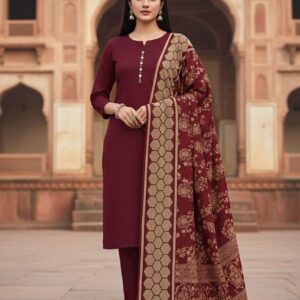 Wool Beautiful Heavy velvet + tilla Jacquard work Shawl 3 piece