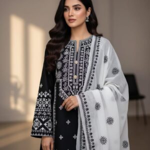 Cotton Embroidered suit -3 piece